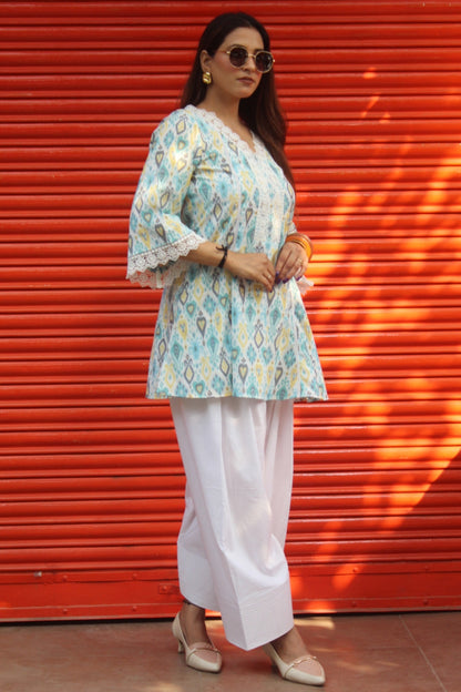 IKKAT PRINT KURTA SET