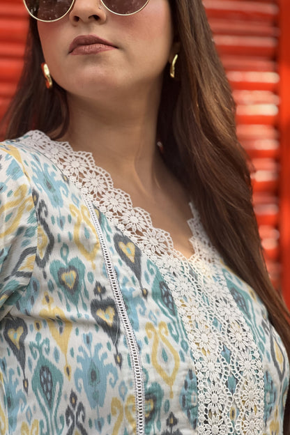 IKKAT PRINT KURTA SET
