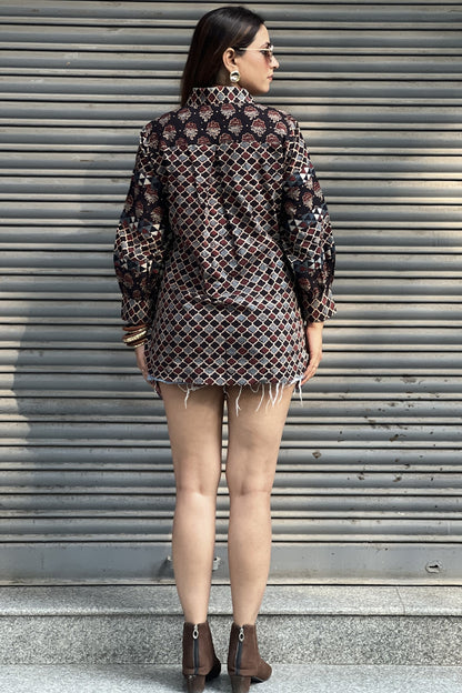 PURE HAND BLOCK PRINTED COTTON AJRAKH SHIRT