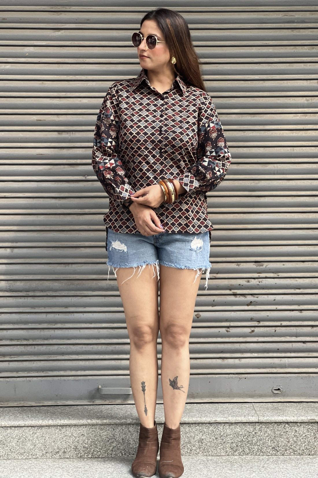 PURE HAND BLOCK PRINTED COTTON AJRAKH SHIRT