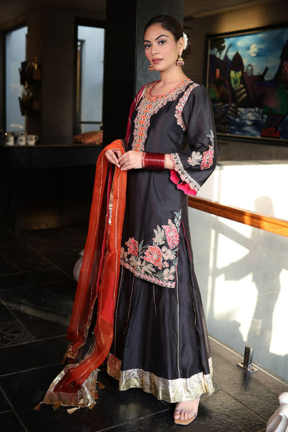 PURE CHANDERI KALIDAR SHARARA SET