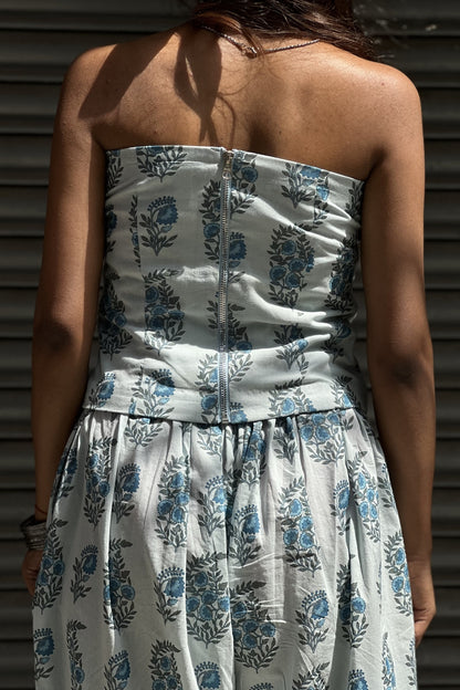 PURE COTTON CORSET WITH WIDE-LEGGED PANTS