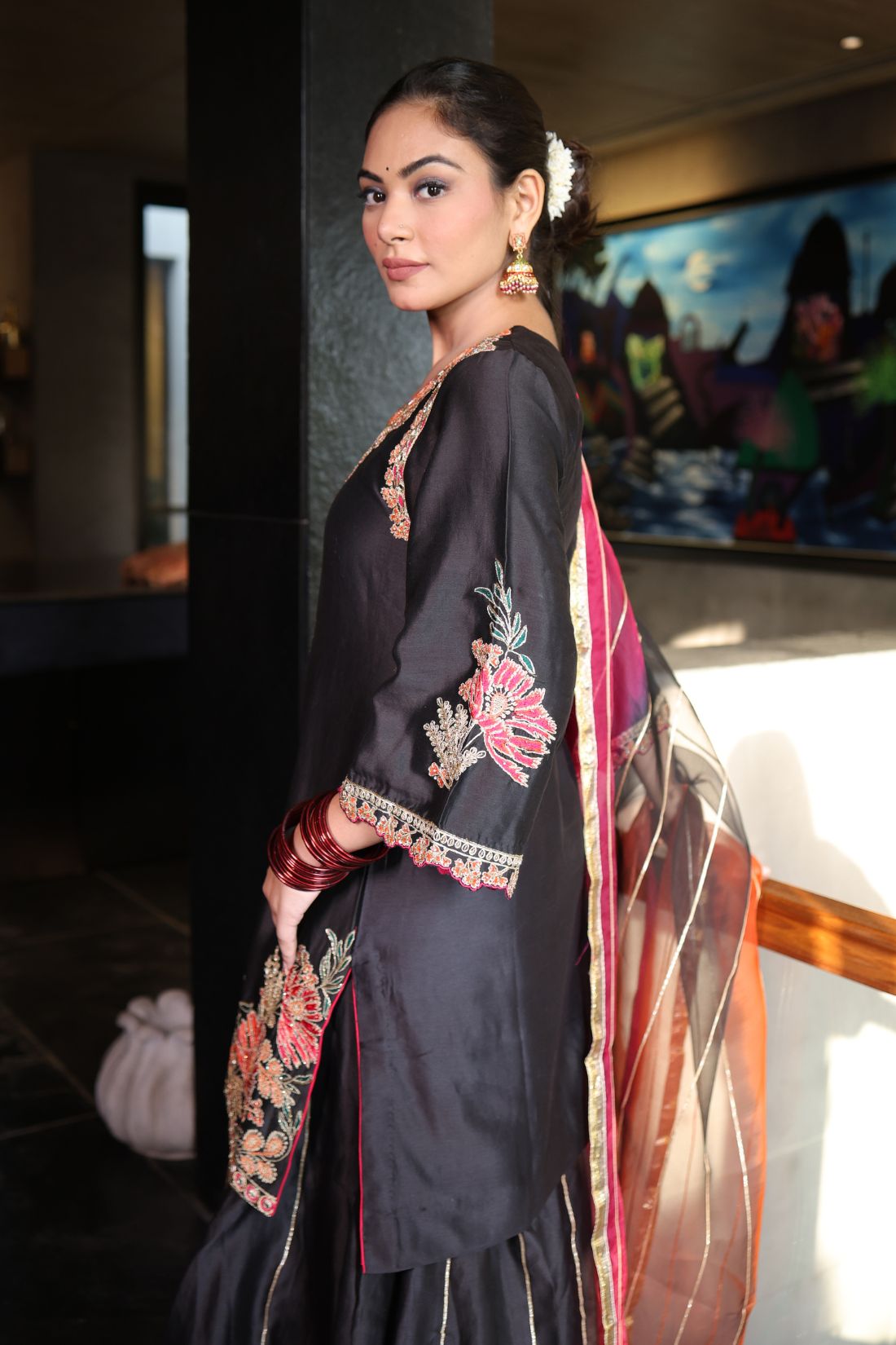 PURE CHANDERI KALIDAR SHARARA SET