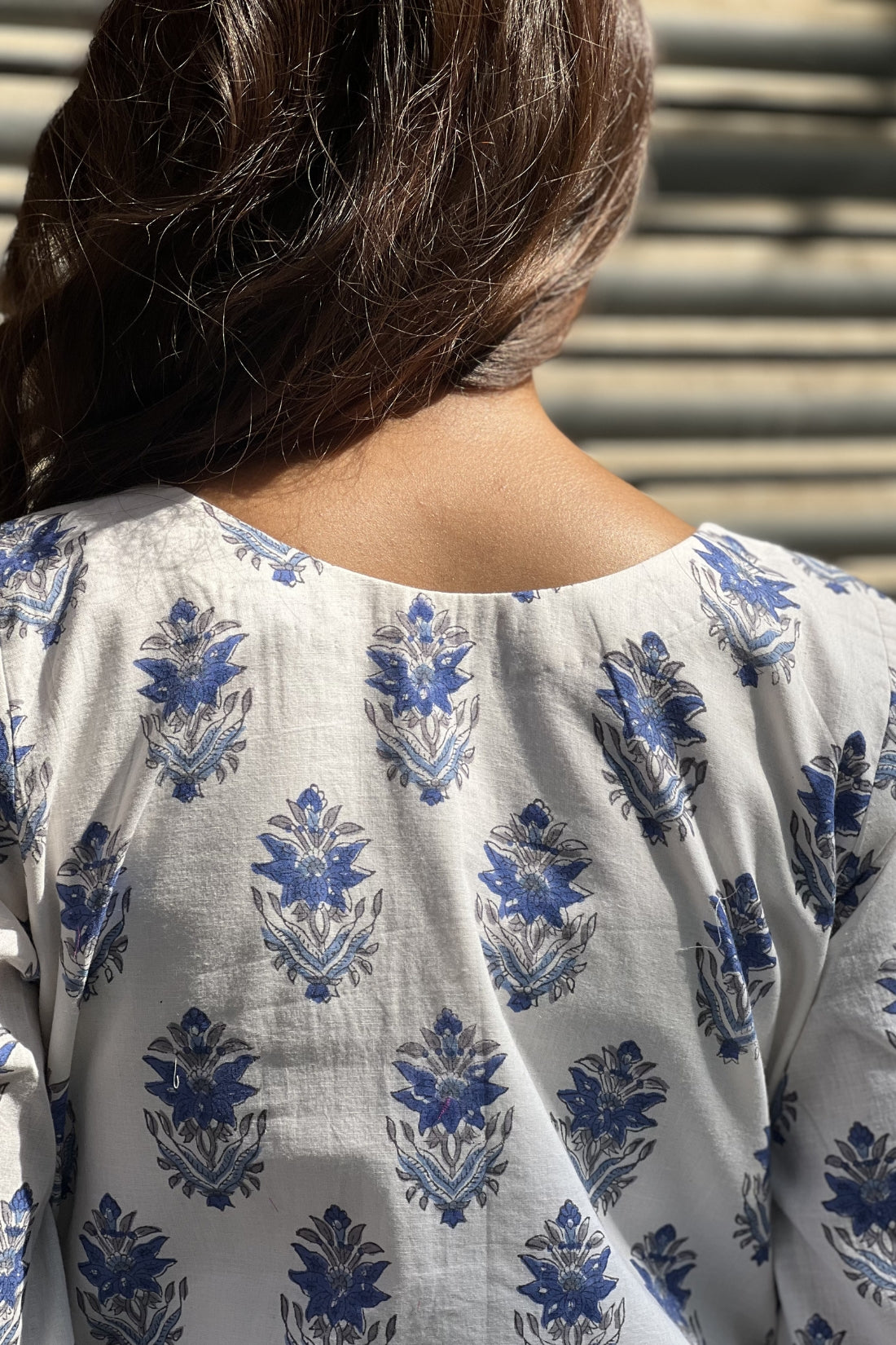 HAND BLOCK PRINTED COTTON DRESS WITH MUL LINING