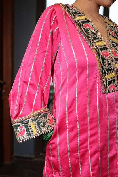 PURE CHANDERI KALIDAR SHARARA SET