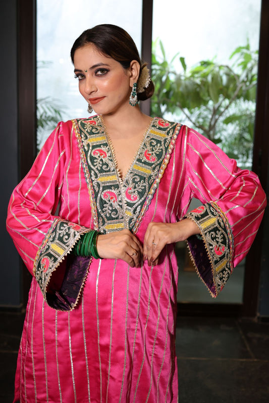 PURE CHANDERI KALIDAR SHARARA SET