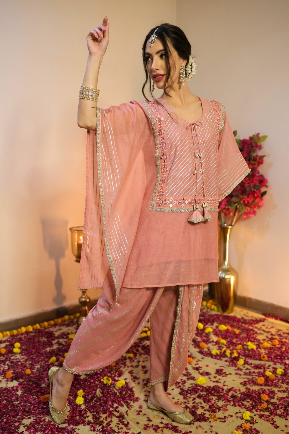 Mul Chanderi Kaftan Set