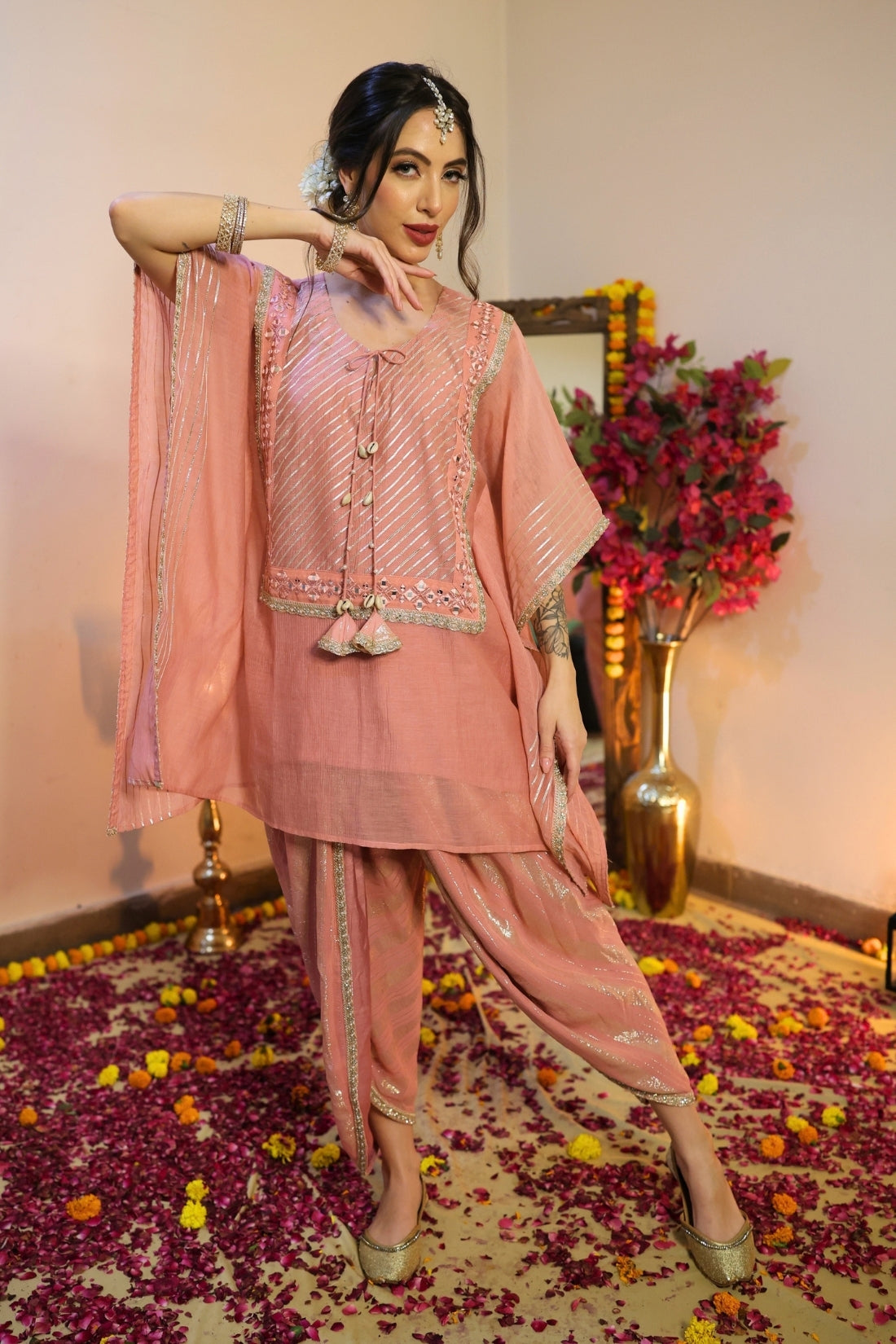Mul Chanderi Kaftan Set