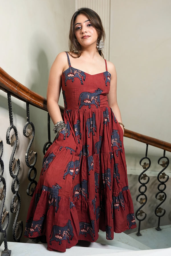 MAROON MEADOW DRESS