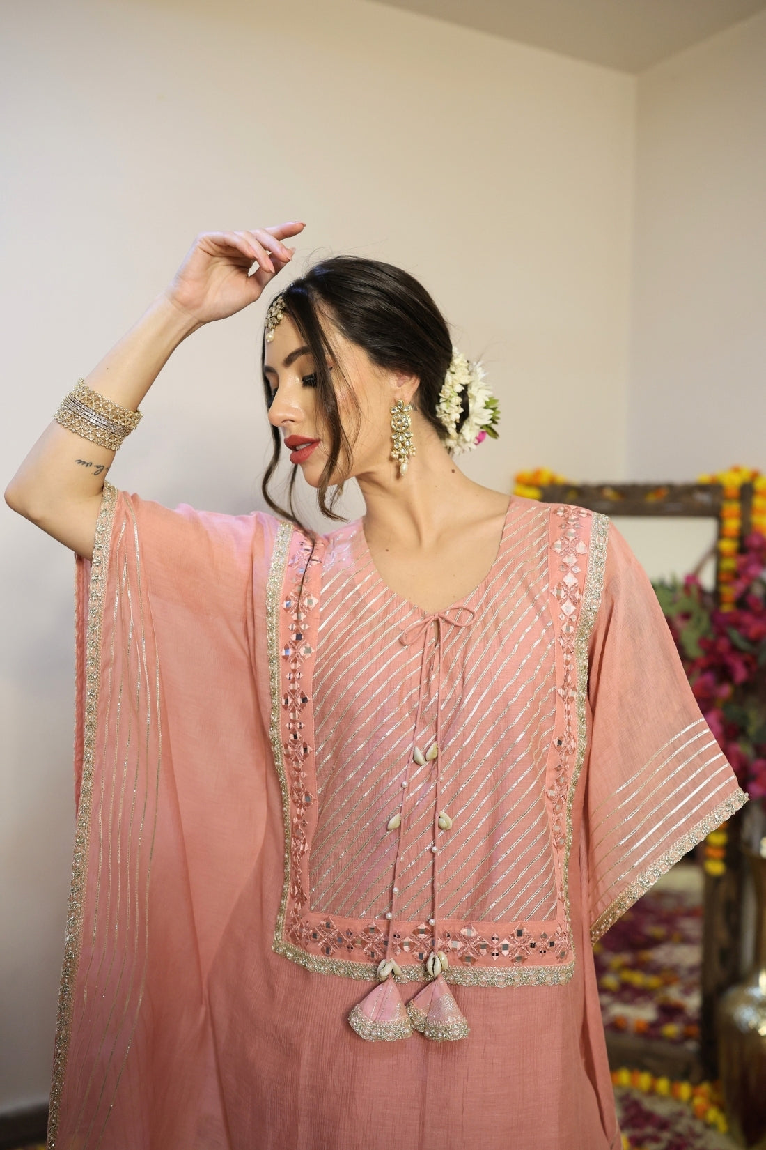 Mul Chanderi Kaftan Set