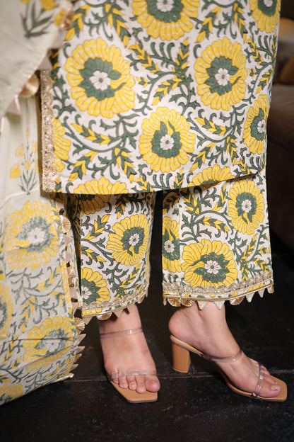 PURE COTTON HAND BLOCK PRINTED KURTA SET