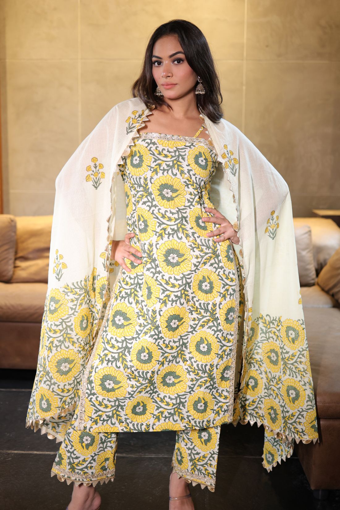 PURE COTTON HAND BLOCK PRINTED KURTA SET