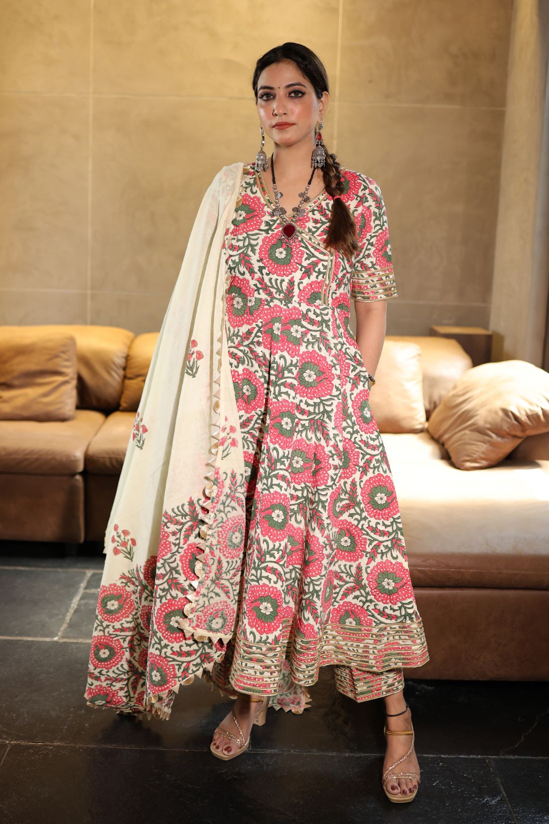 PURE COTTON HAND BLOCK PRINTED KURTA SET