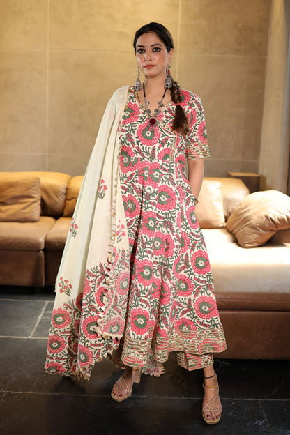 PURE COTTON HAND BLOCK PRINTED KURTA SET