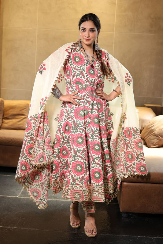 PURE COTTON HAND BLOCK PRINTED KURTA SET