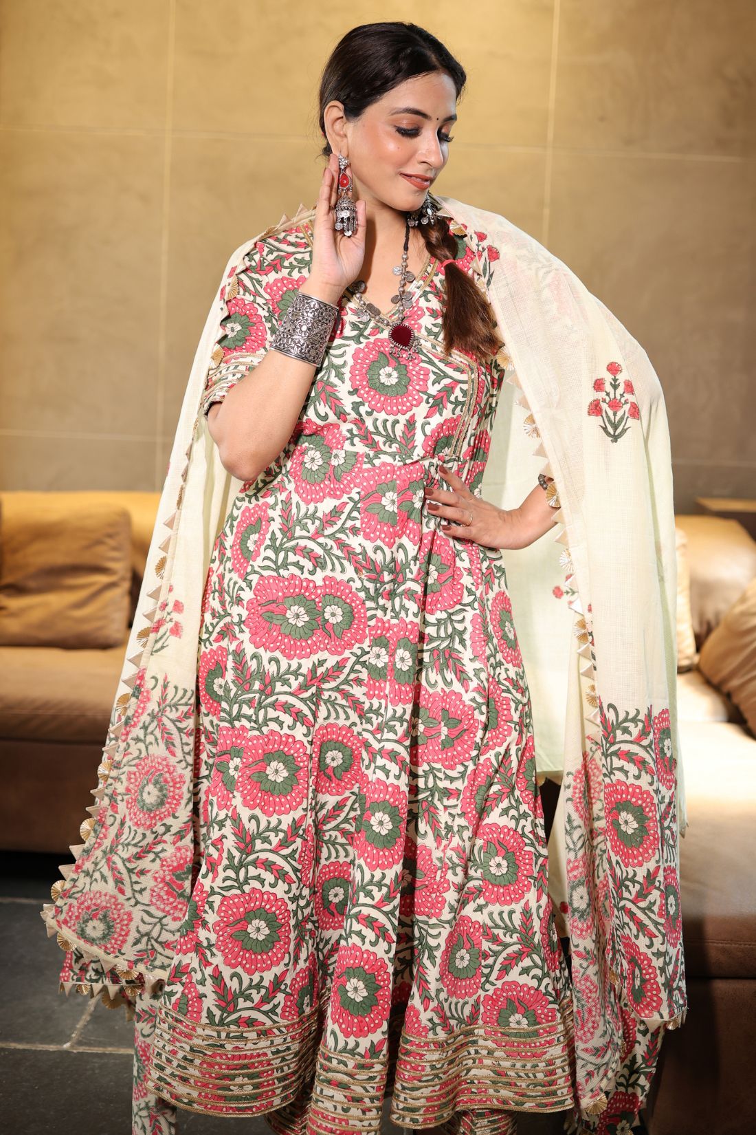 PURE COTTON HAND BLOCK PRINTED KURTA SET