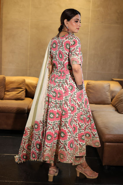 PURE COTTON HAND BLOCK PRINTED KURTA SET