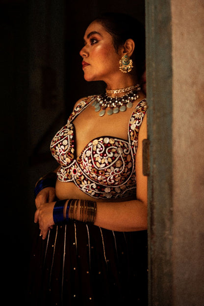 Brown Flared Lehenga Set