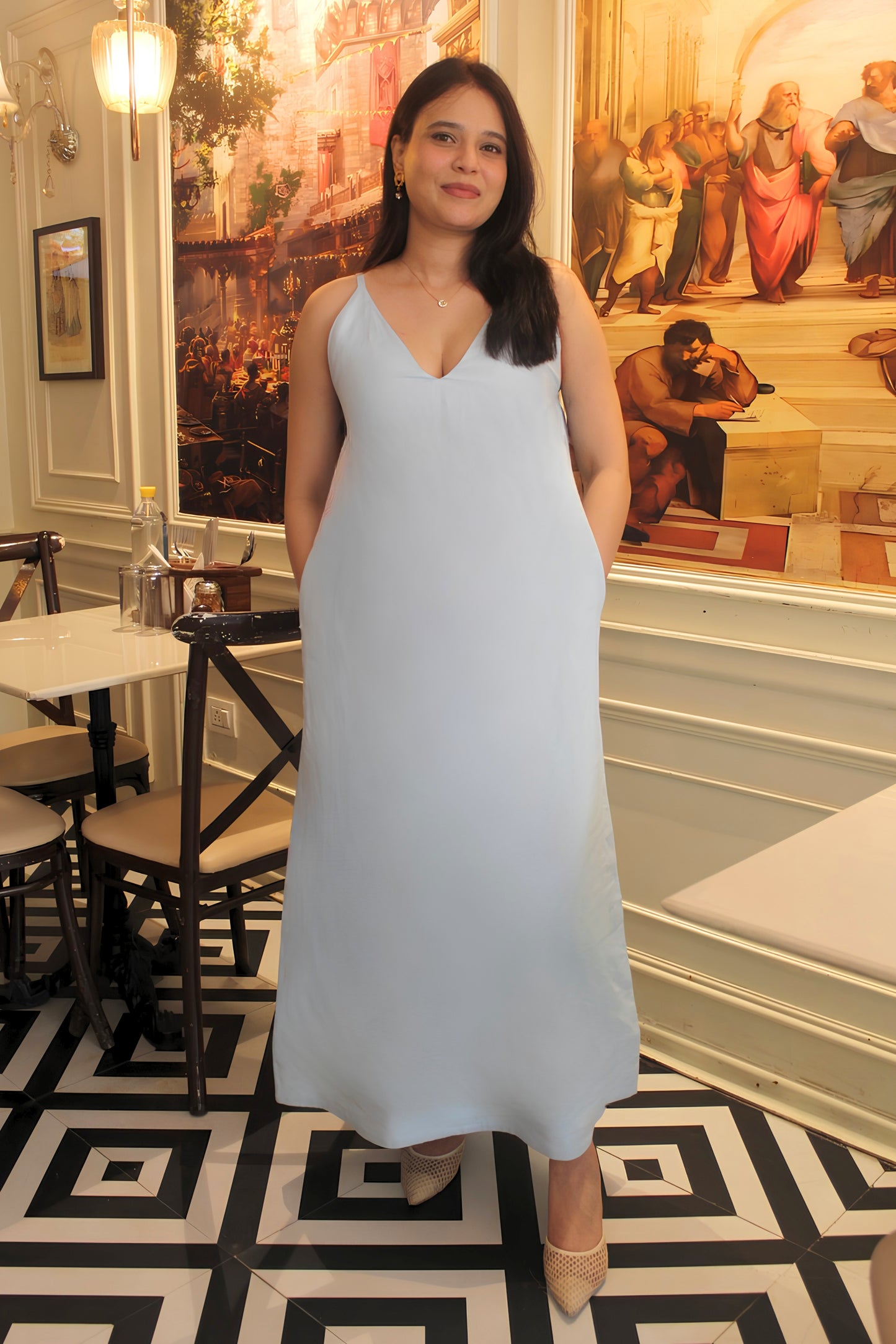 Powder Blue Linen Dress