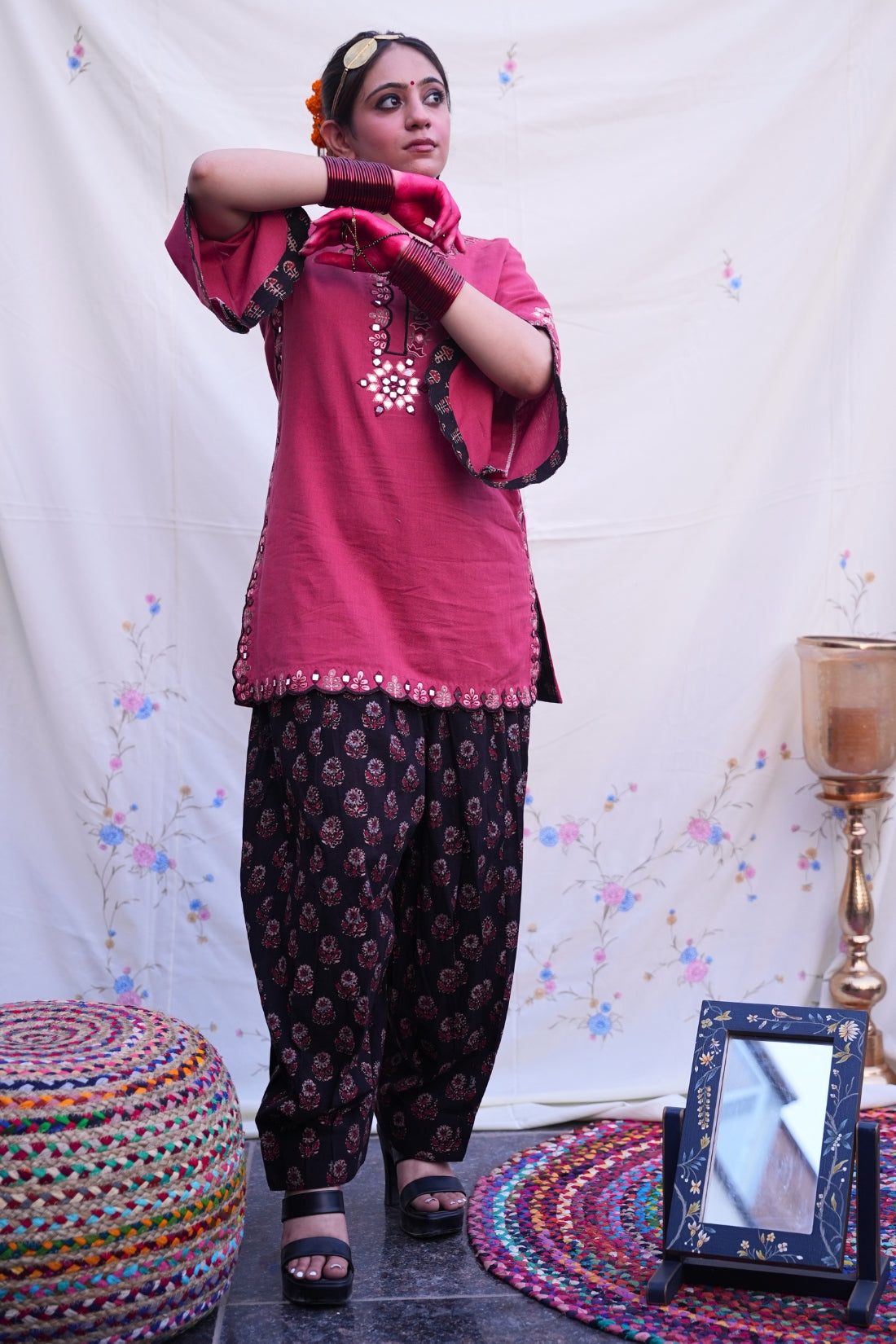 RUST AJRAKH FARSHI SET
