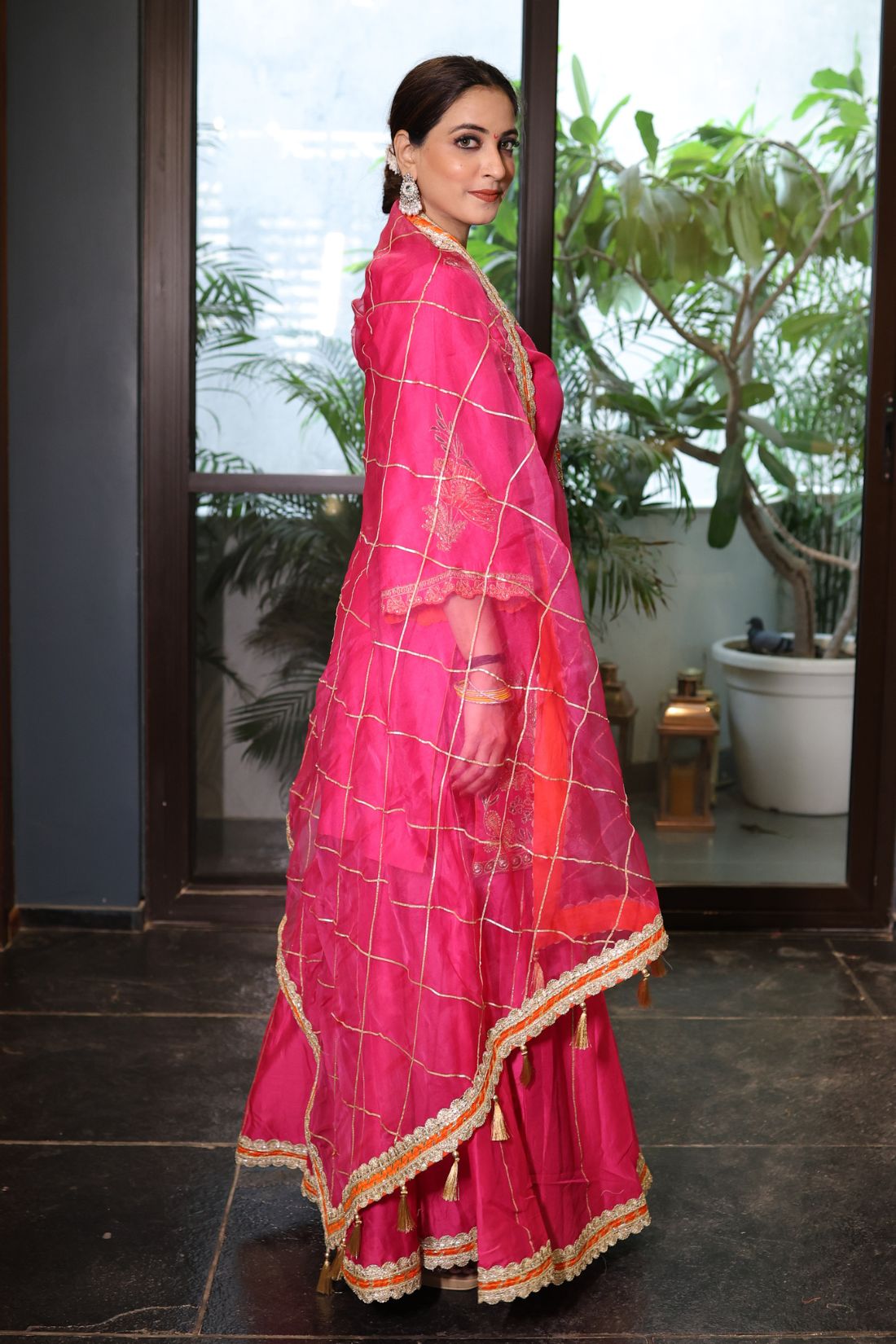 PURE CHANDERI KALIDAR SHARARA SET