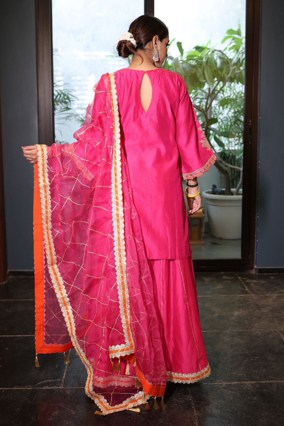 PURE CHANDERI KALIDAR SHARARA SET