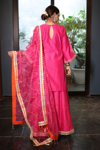 PURE CHANDERI KALIDAR SHARARA SET