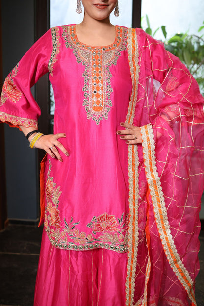 PURE CHANDERI KALIDAR SHARARA SET