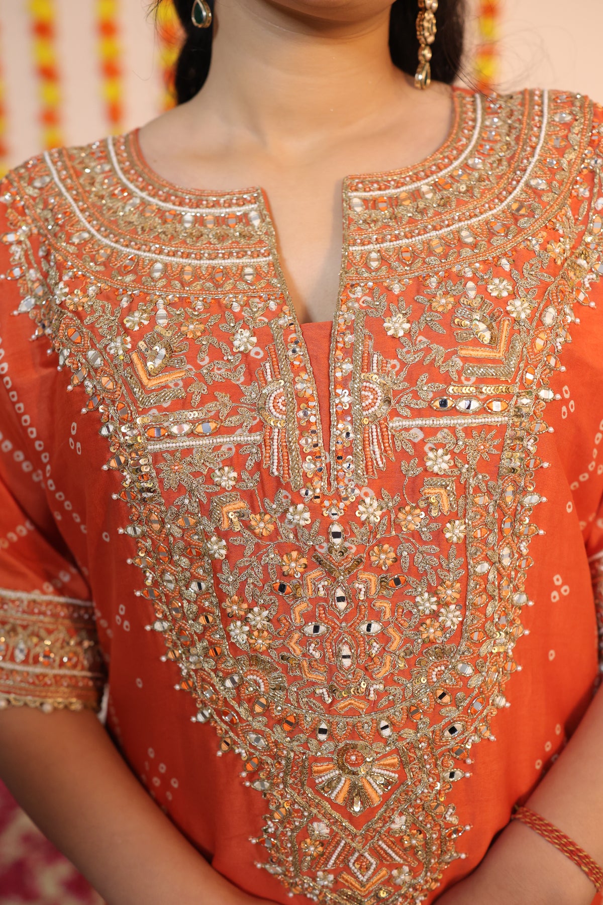Pure Silk Bandhani Kaftan Set