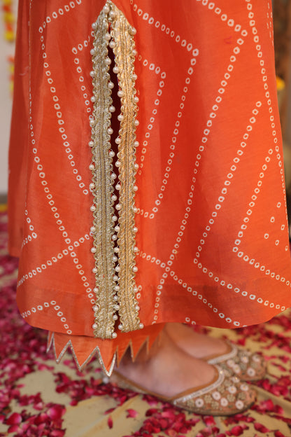 Pure Silk Bandhani Kaftan Set