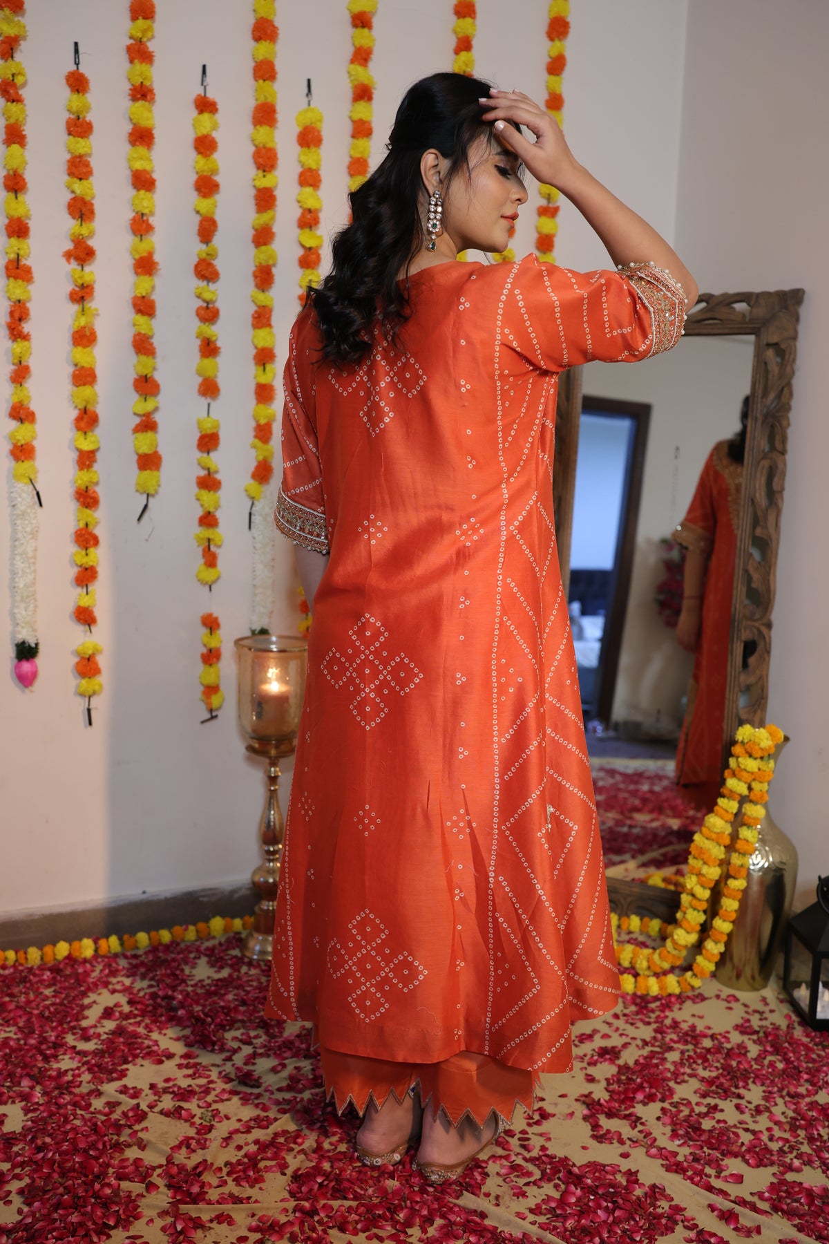 Pure Silk Bandhani Kaftan Set