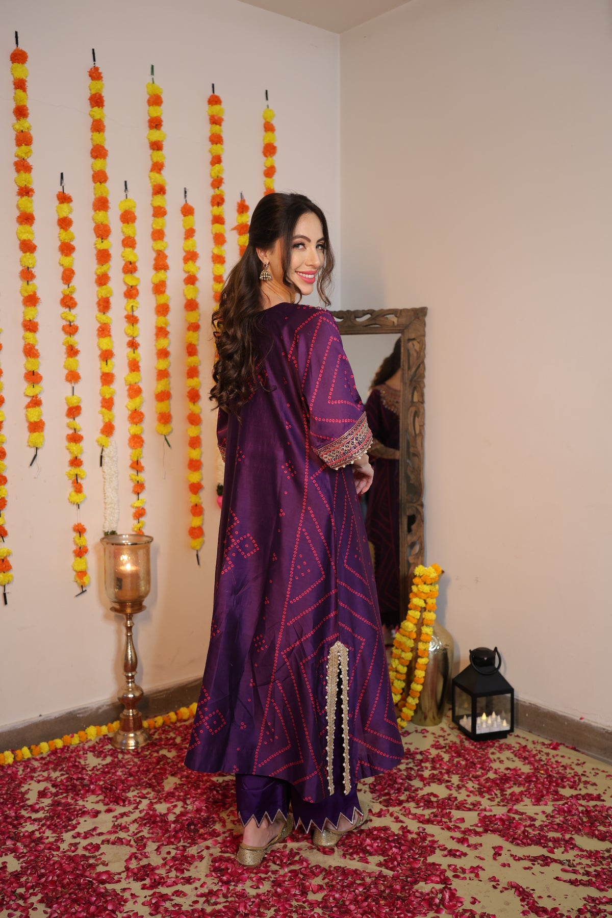 Pure Silk Bandhani Kaftan Set