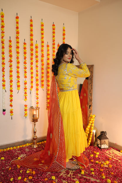 Pure Mul Chanderi Anarkali Kurta Set
