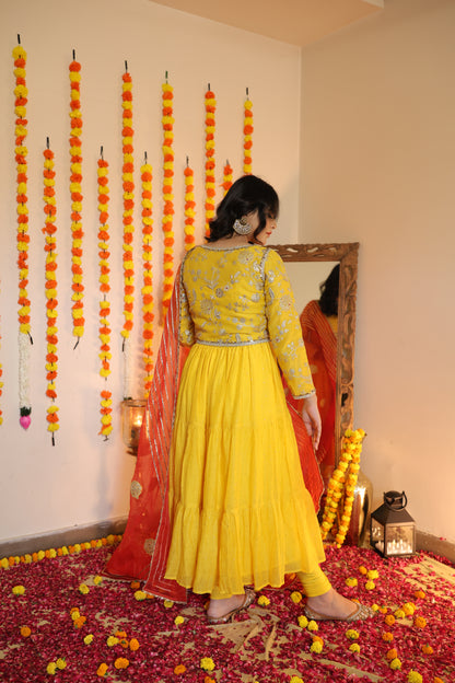 Pure Mul Chanderi Anarkali Kurta Set