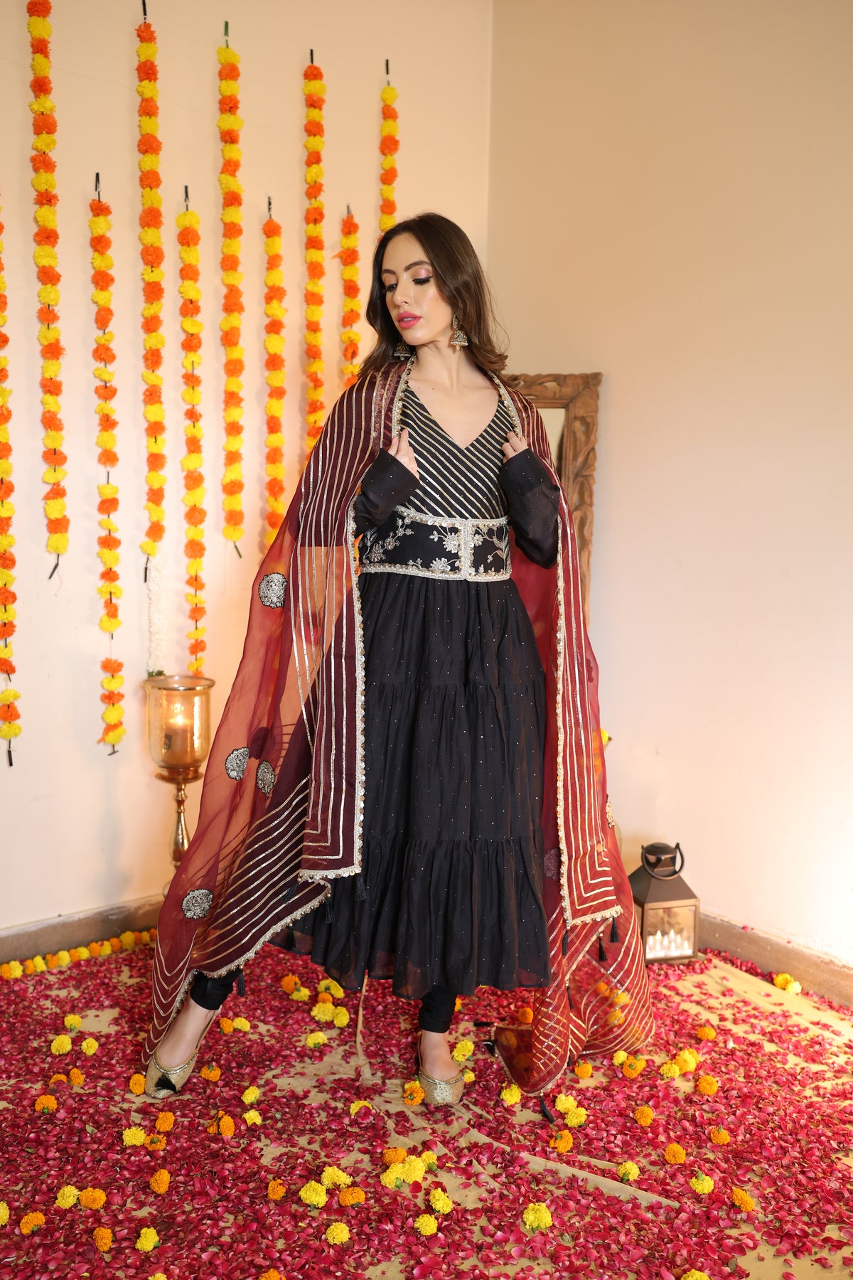 Pure Mul Chanderi Anarkali Kurta Set