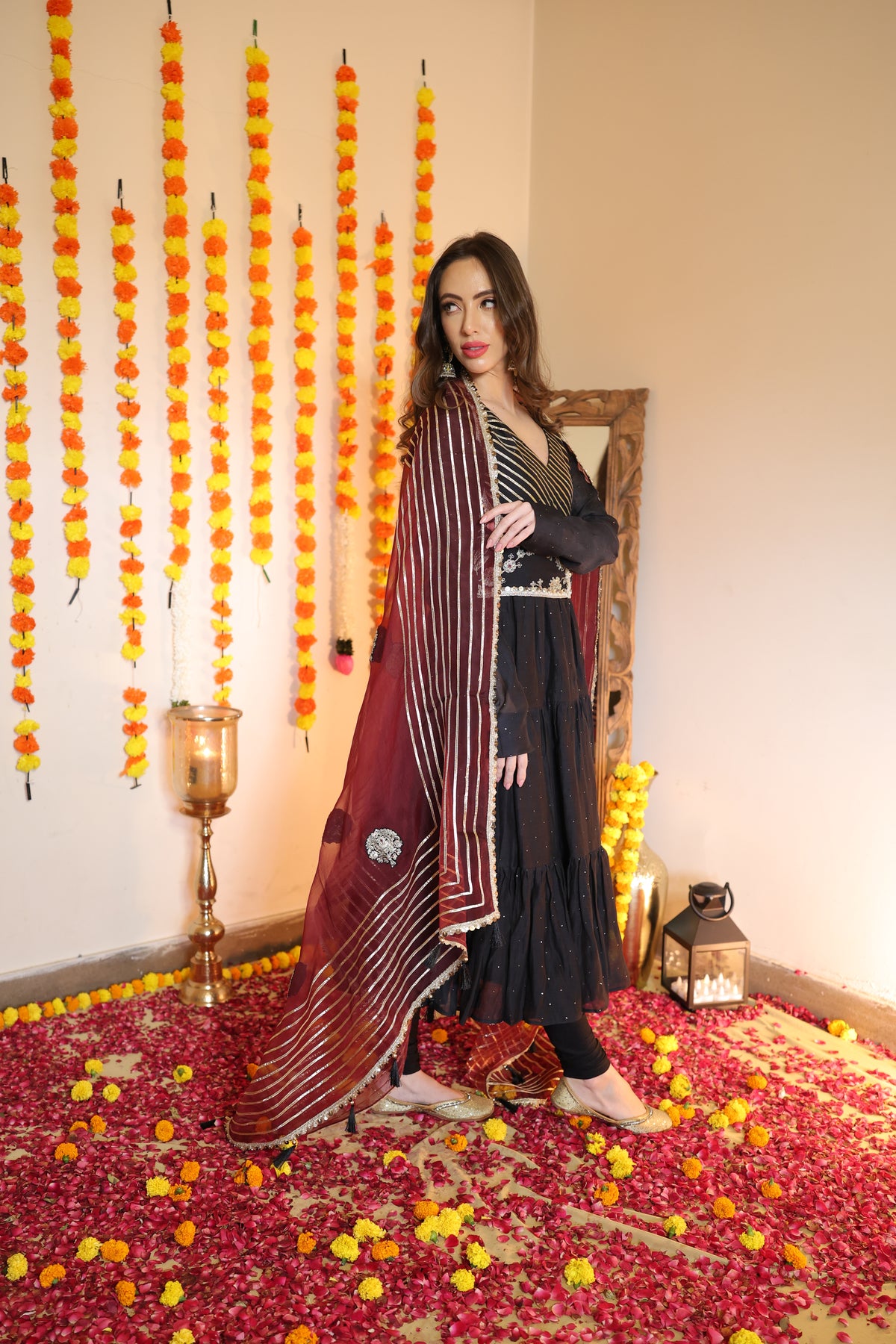 Pure Mul Chanderi Anarkali Kurta Set