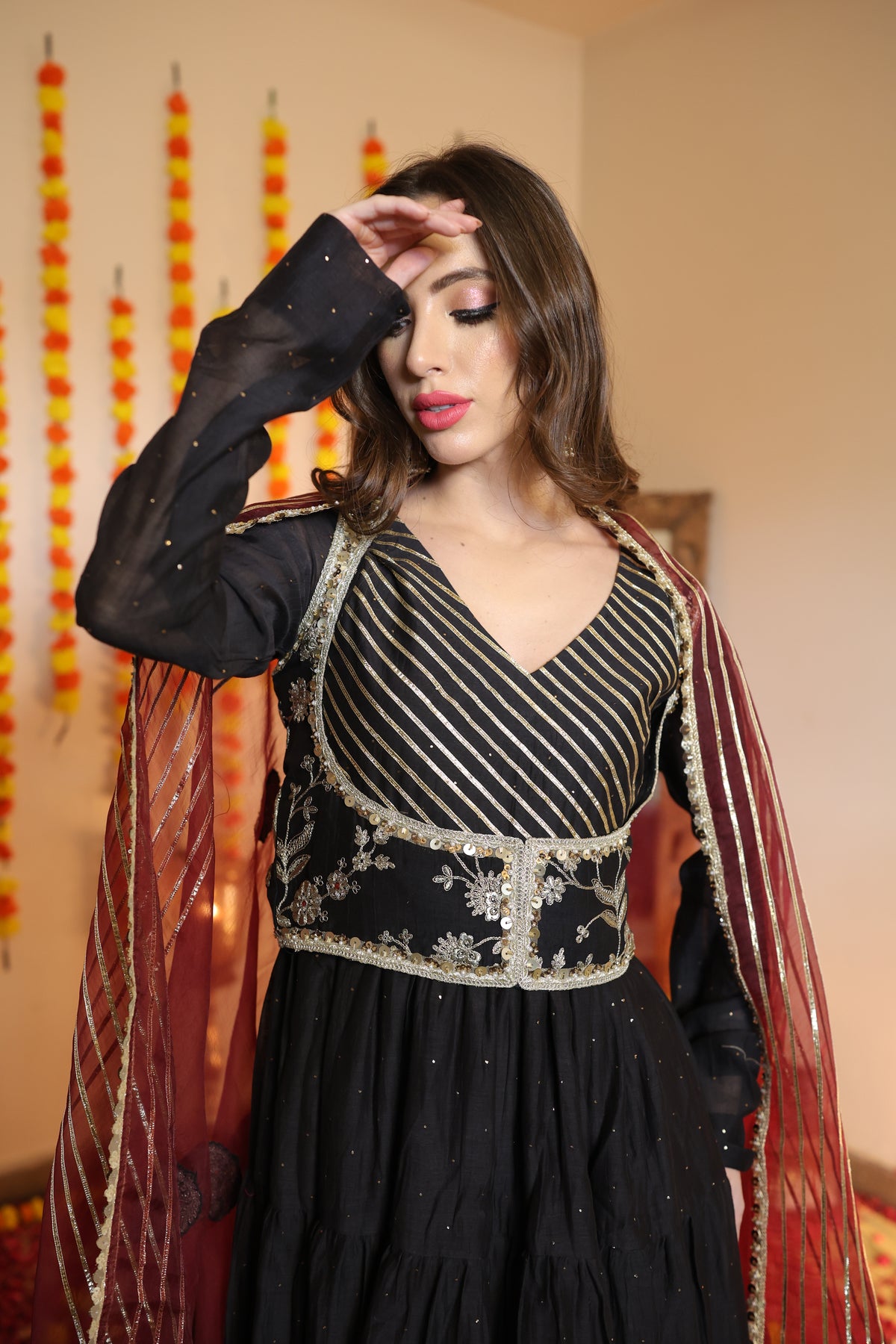 Pure Mul Chanderi Anarkali Kurta Set