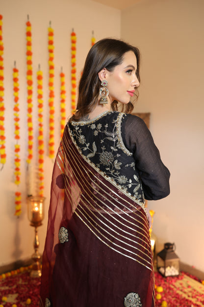 Pure Mul Chanderi Anarkali Kurta Set