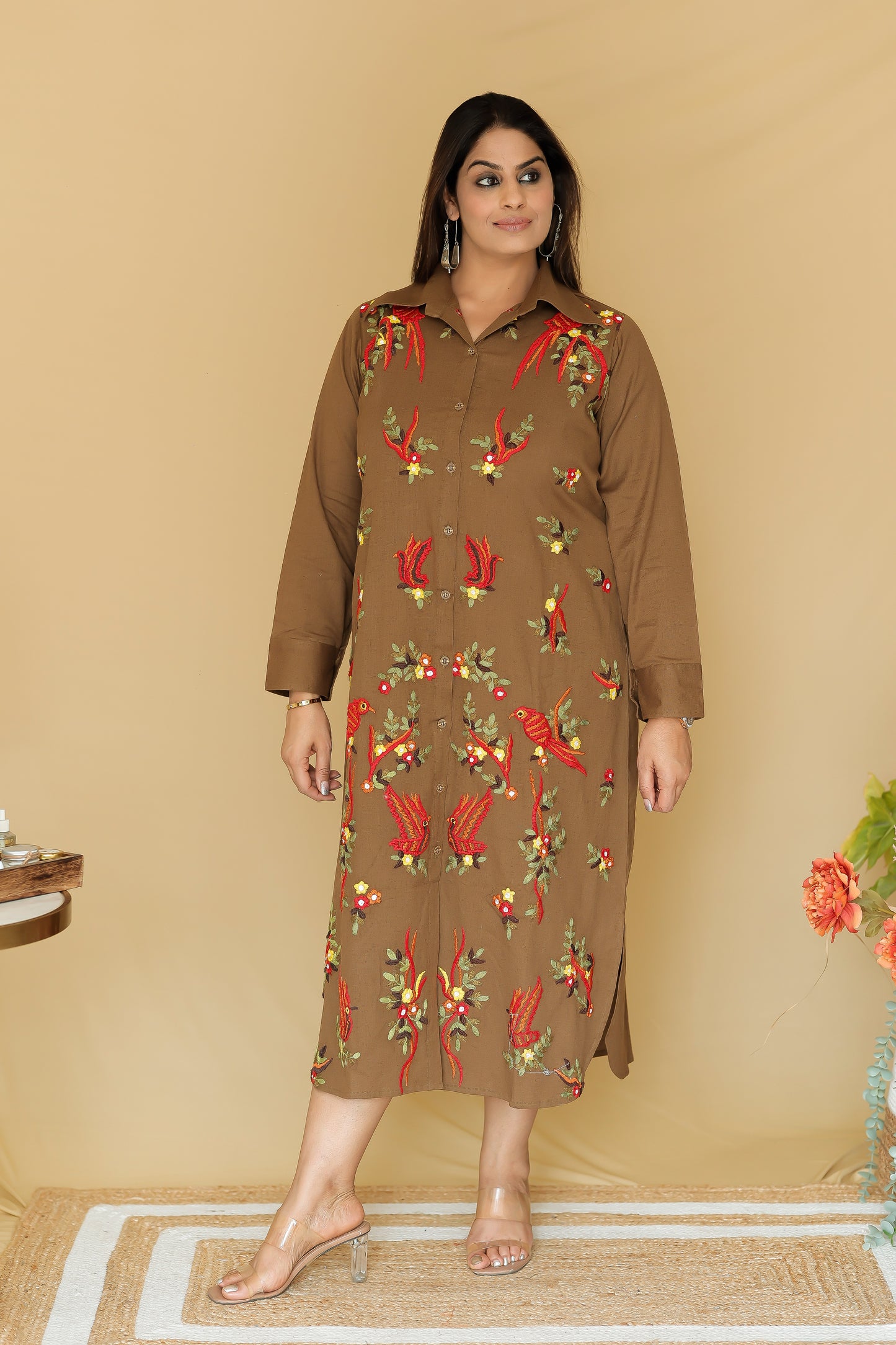 Embroidered Linen Dress