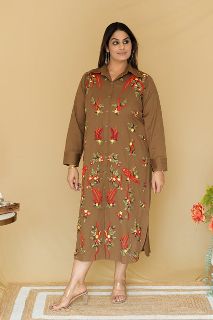 Embroidered Linen Dress