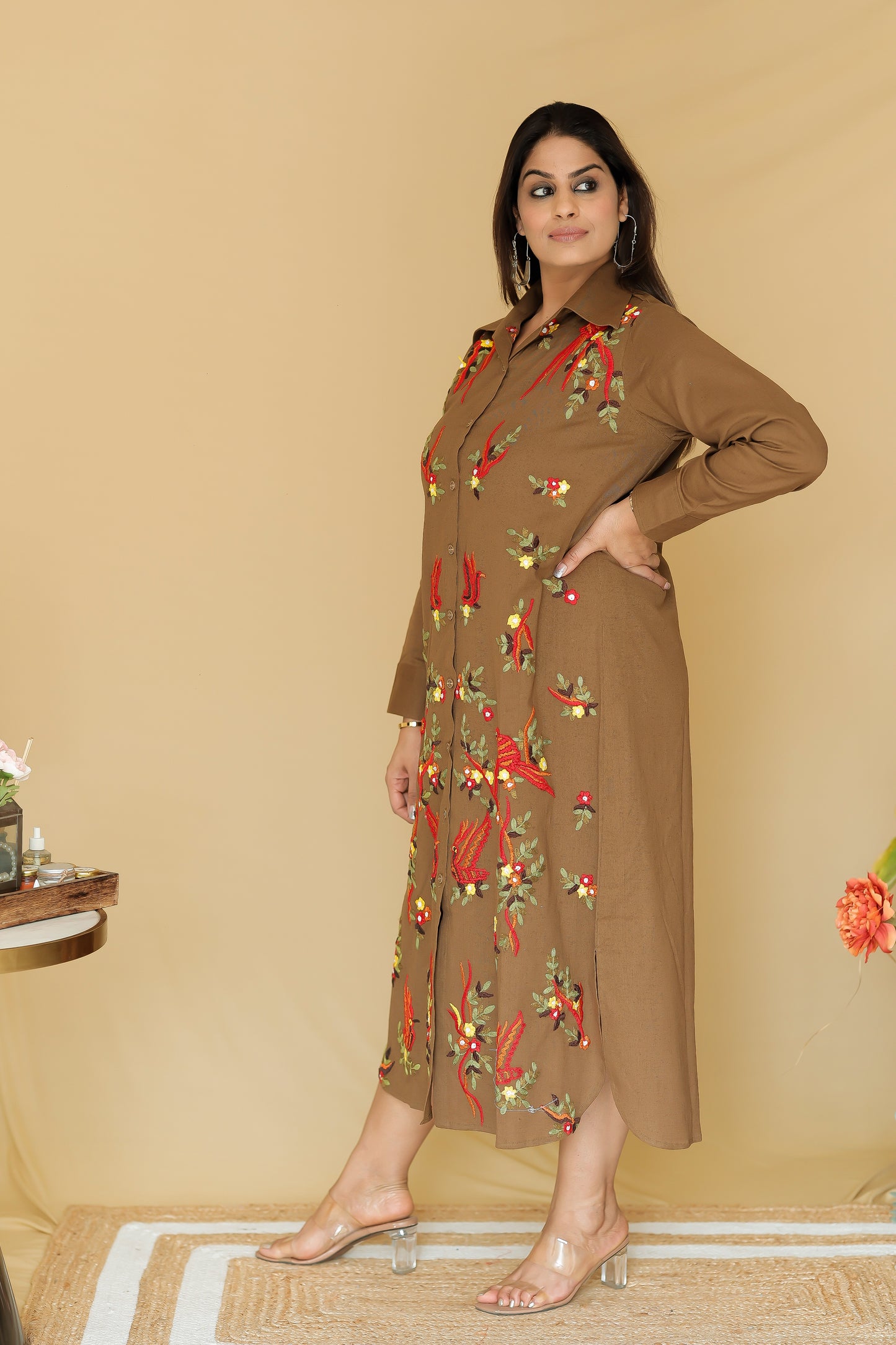 Embroidered Linen Dress