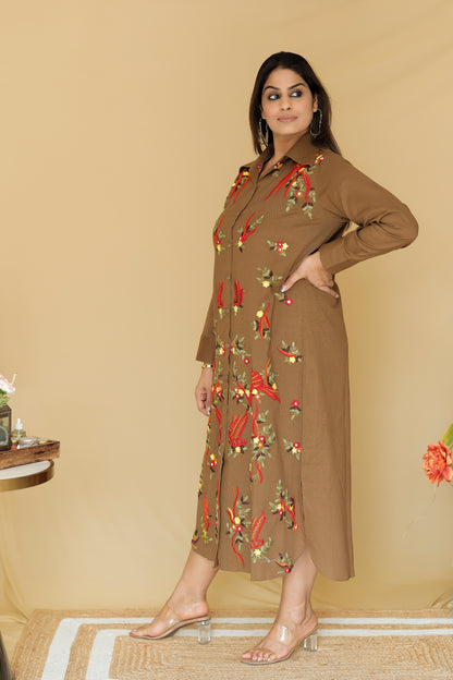 Embroidered Linen Dress