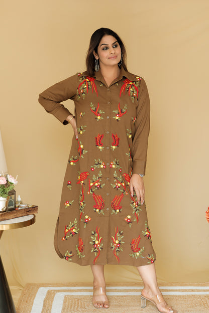 Embroidered Linen Dress