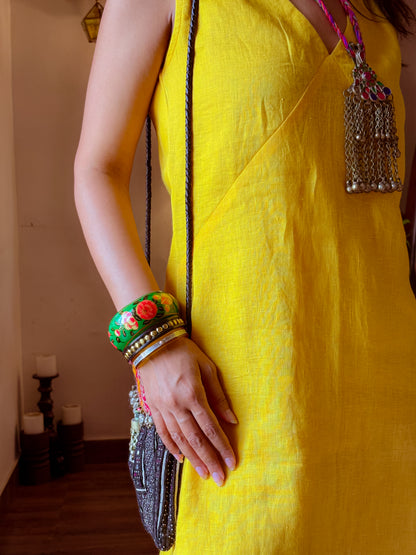 Mango Yellow Pure Linen Dress