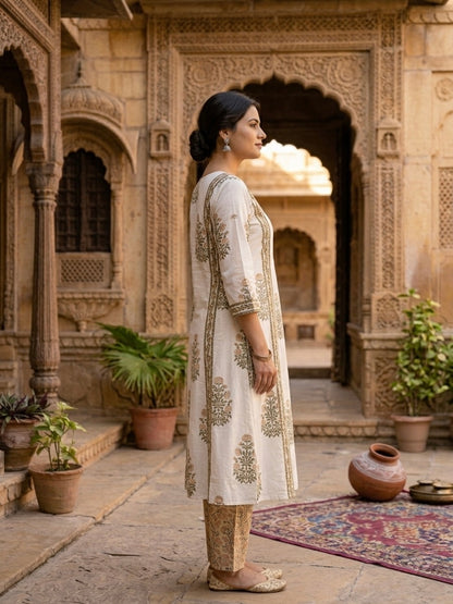 MULMUL HAND BLOCK PRINTED CO-ORD SET