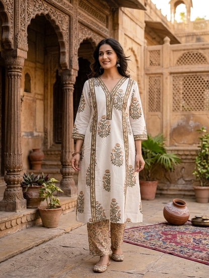 MULMUL HAND BLOCK PRINTED CO-ORD SET